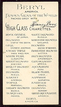 N218 1889 Kinney Famous Gems of the World